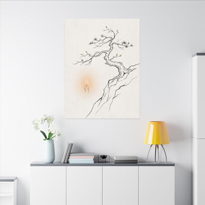 Candlelight Pine Tree Canvas Art - Japandi Shibui