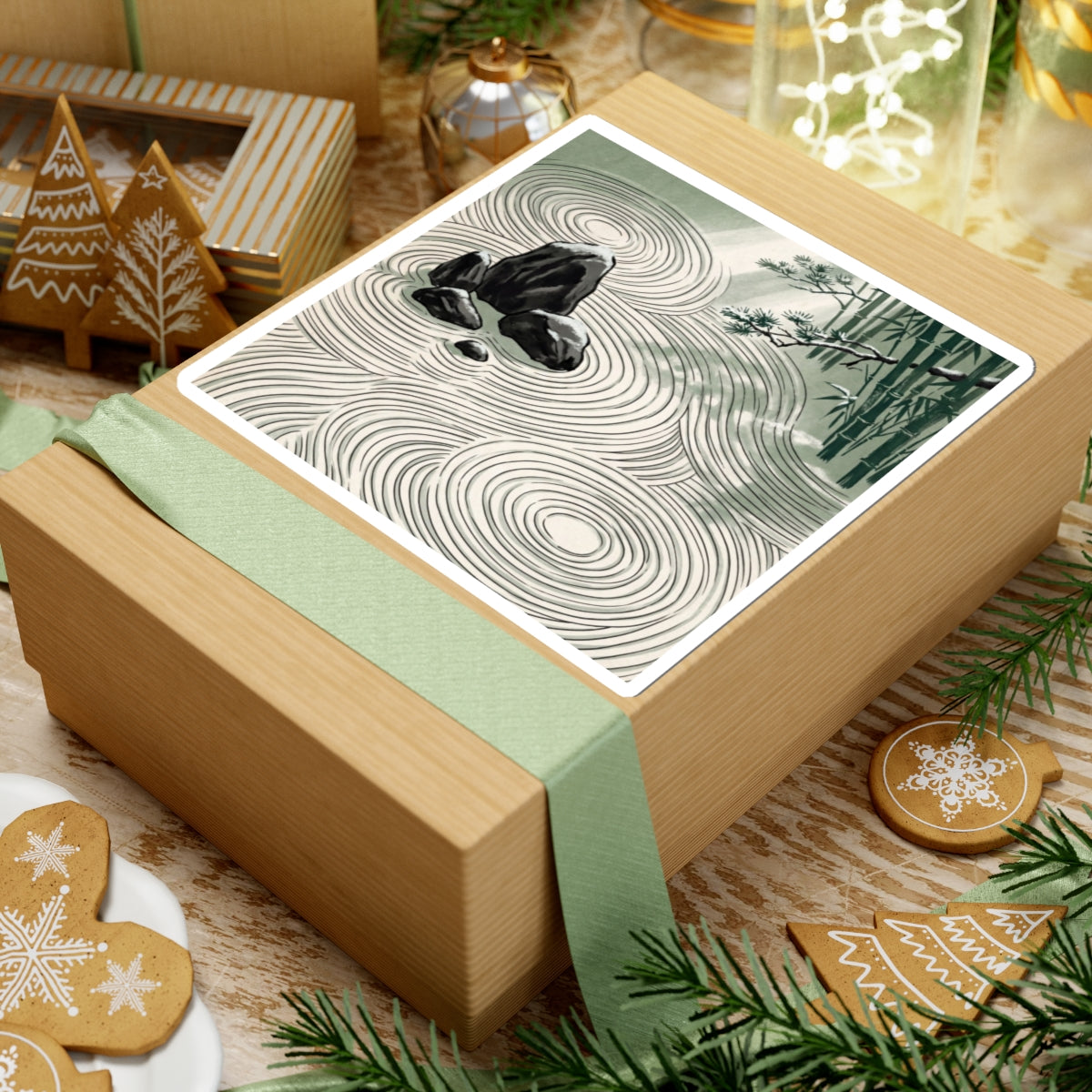 Calm Rock Garden Sticker - Ukiyo E Inspired Zen