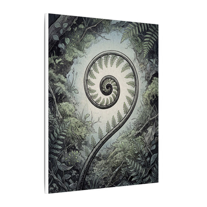 Zen Fern Unfurling in Dawn | Ukiyo E Inspired Canvas Art