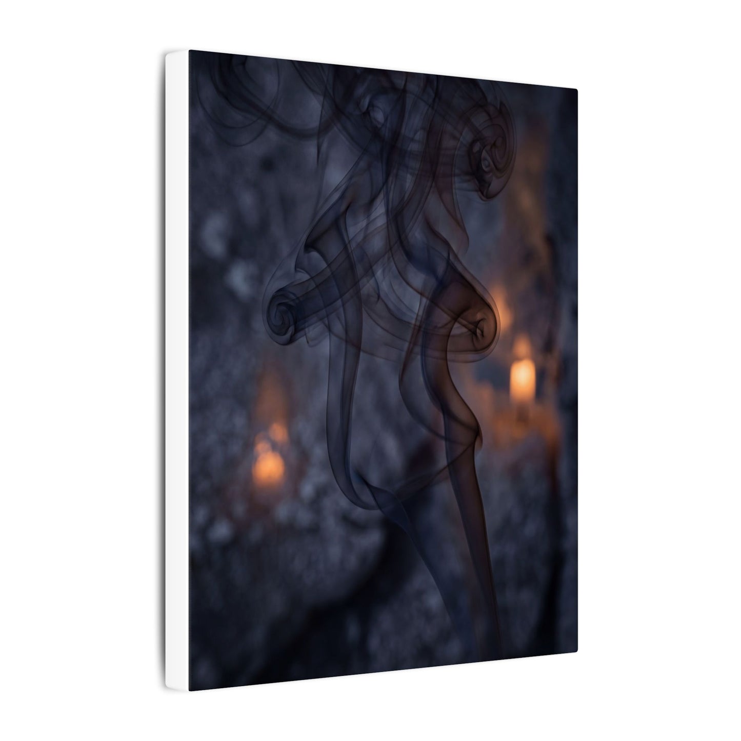 Incense Smoke Winter Canvas Art | Dark Japandi Sophisticated Design