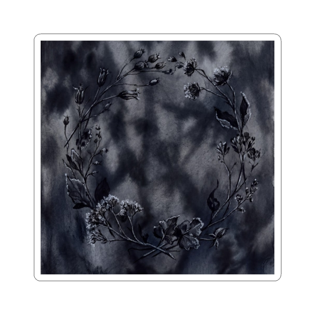 Winter Dried Flowers Shadow Zen Sticker | Moody Decor Art Print