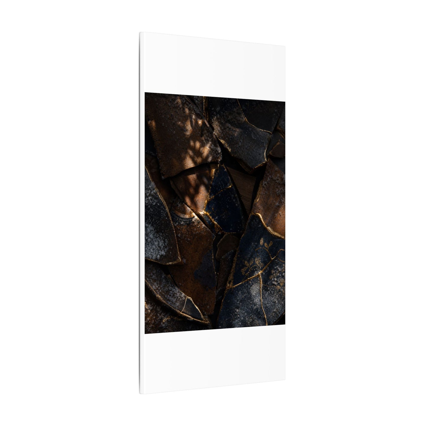 Fukinsei Broken Pottery Canvas Art - Dark Japandi Dark Texture