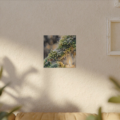 Winter Moss Close Up Watercolor Canvas Art | Neutral Decor