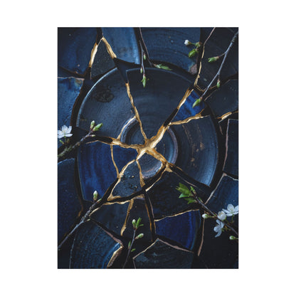 Moonlight Broken Pottery Canvas Art - Kintsugi Fukinsei