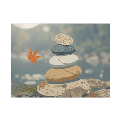 Warm River Stones Canvas Art - Japanese Pattern Japandi