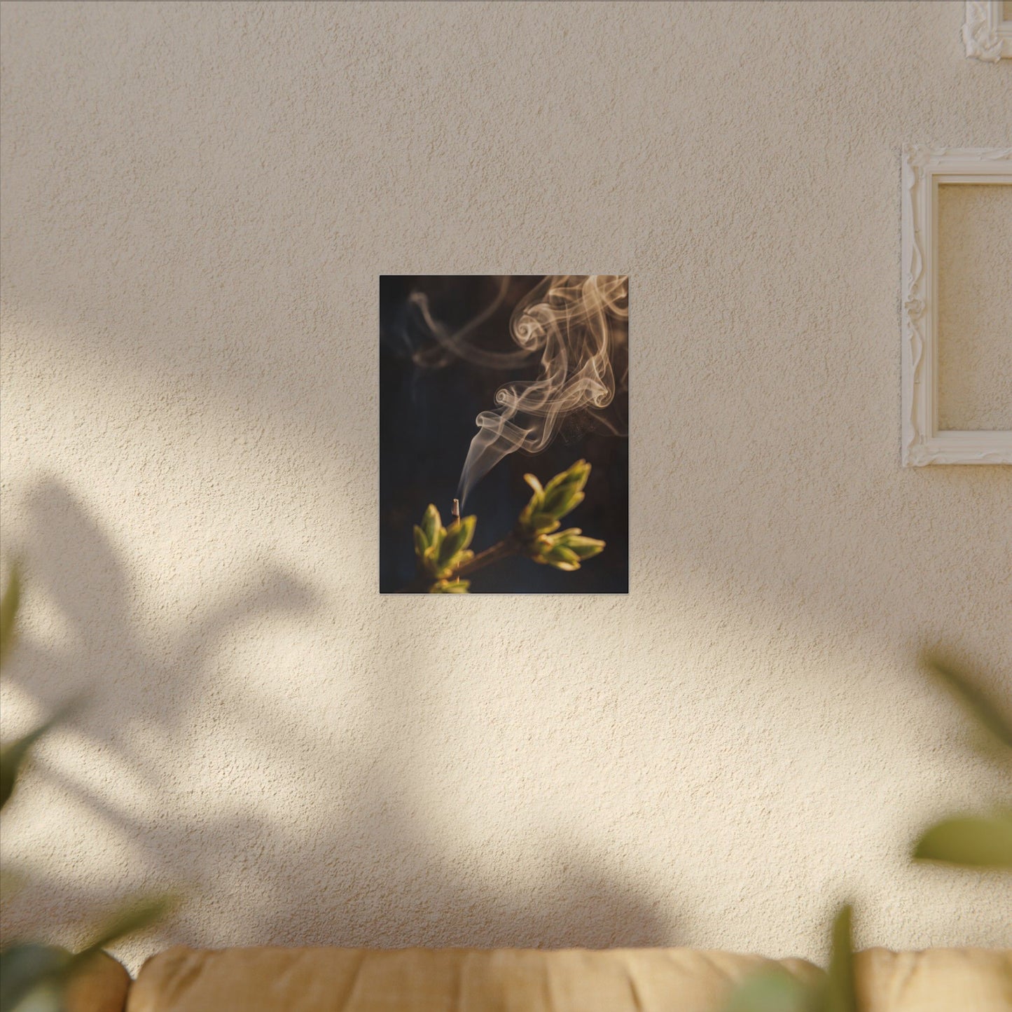 Golden Hour Incense Smoke Canvas Art - Dark Japandi Kanso