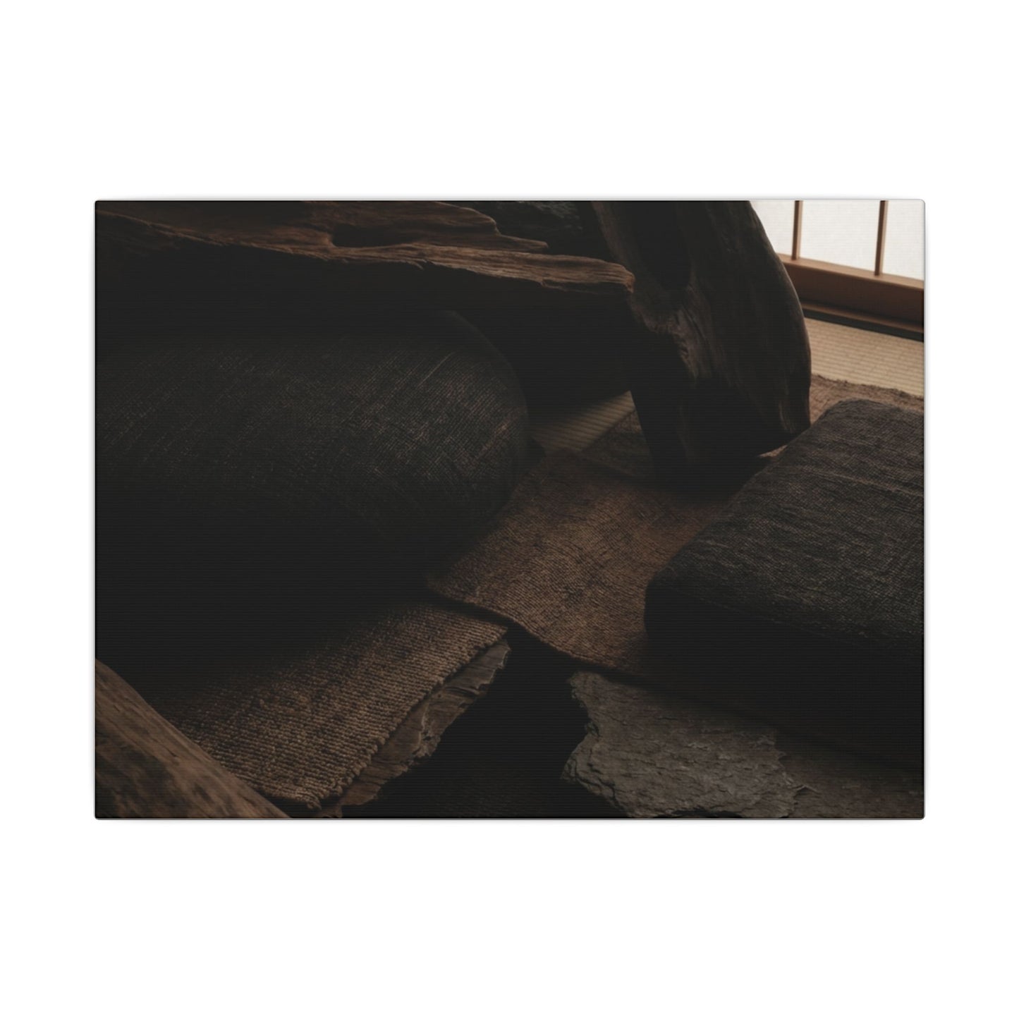 Dark Japandi Shadow Zen Canvas Art Art Print