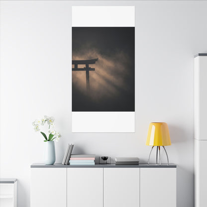 Torii Gate Shadow Zen Canvas Art | Bold Dark Japandi Art