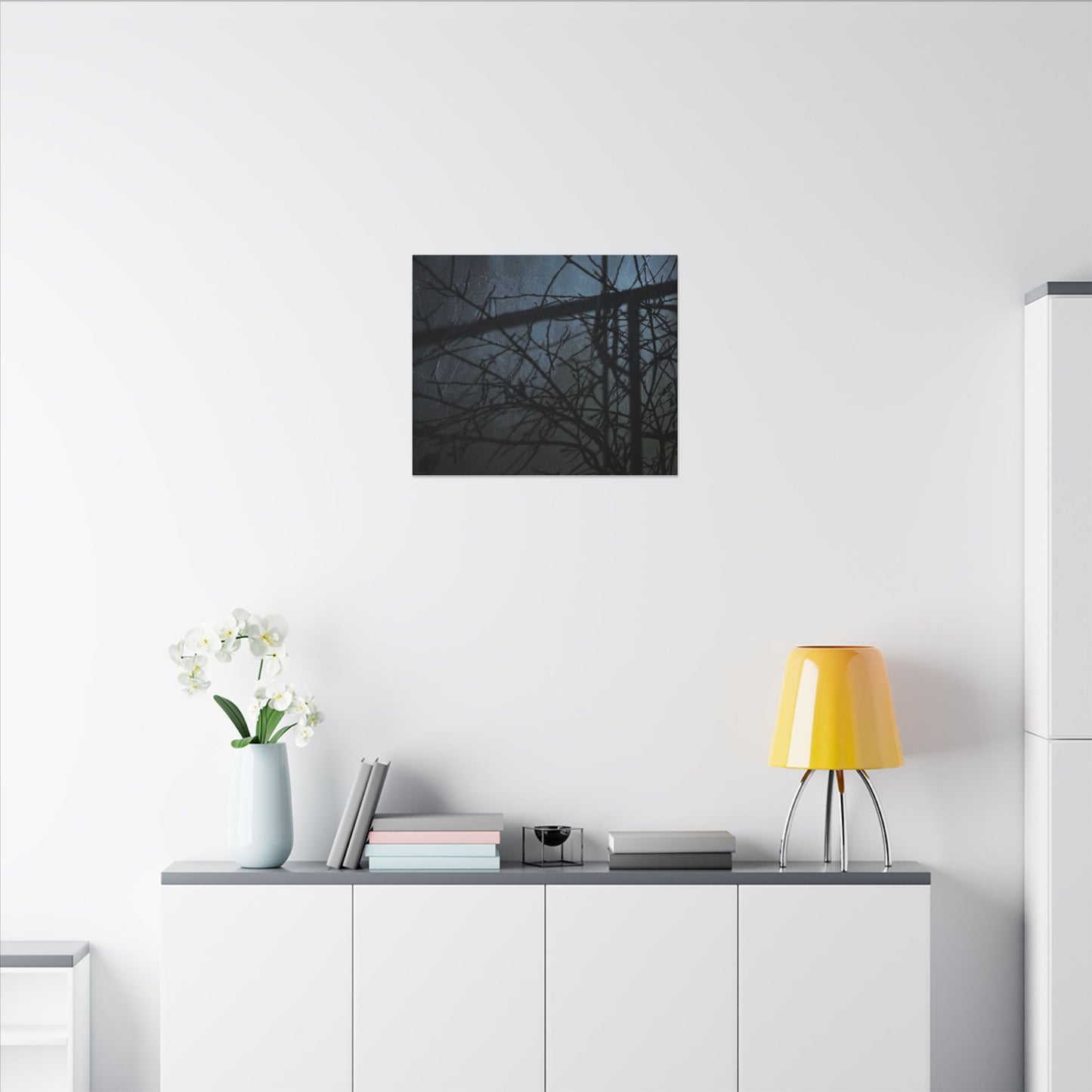 Moonlight Shadow Play Canvas Art - Dark Japandi Shibui