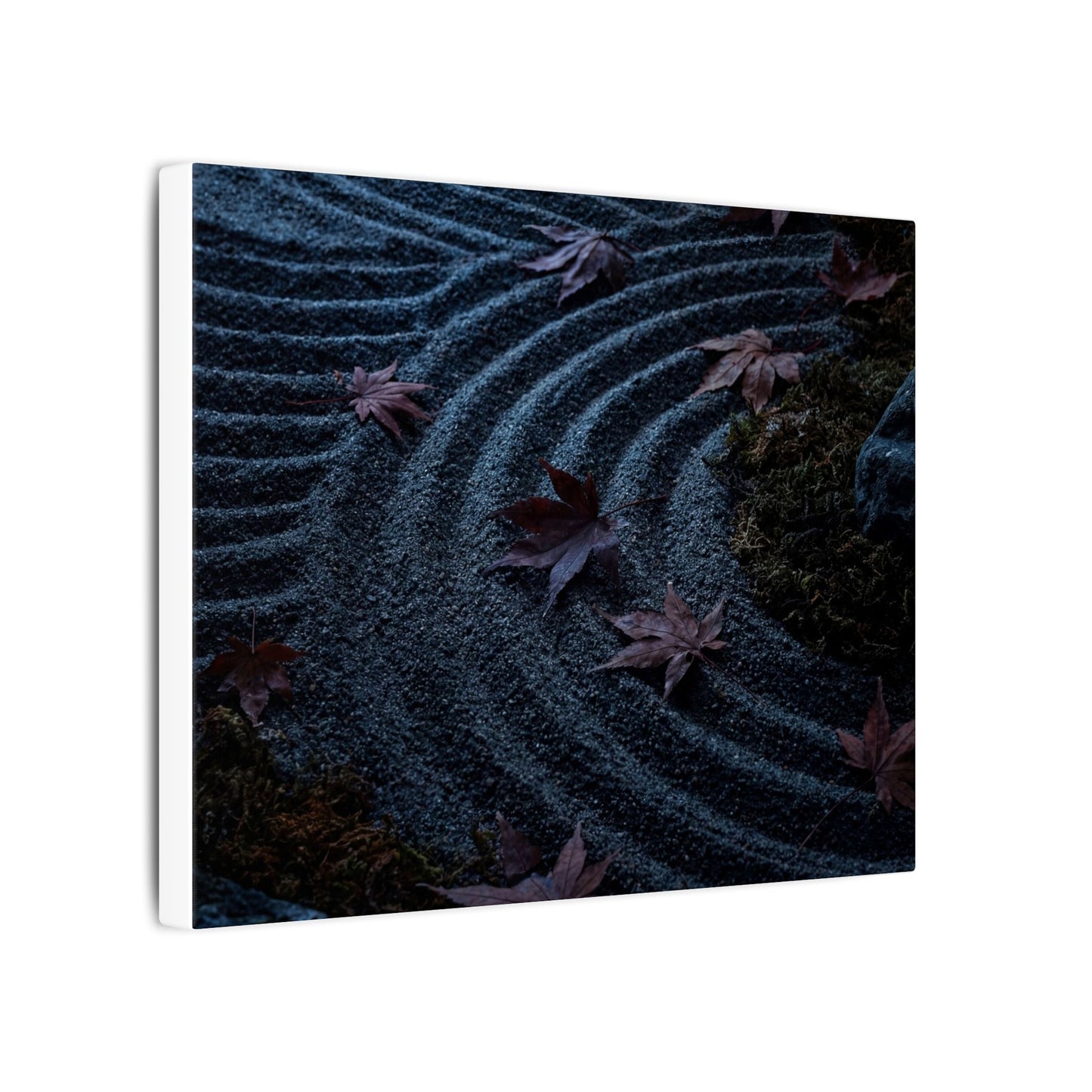 Rock Garden Canvas Art | Autumn Dark Japandi Dark Texture Art