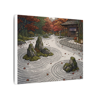 Autumn Rock Garden Ukiyo E Inspired Canvas Art | Peaceful Decor
