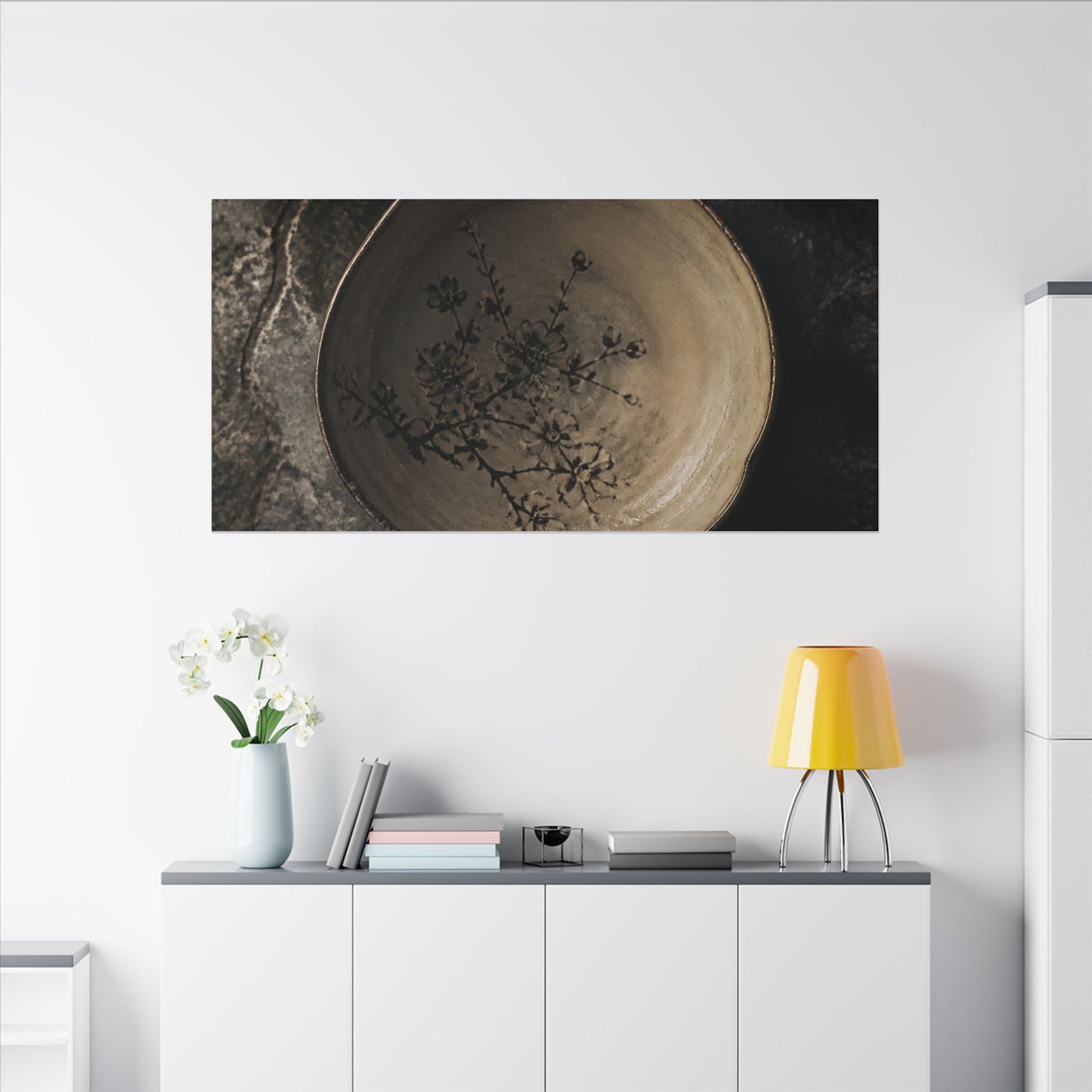 Ceramic Bowl Spring Canvas Art | Japandi Earthy Design