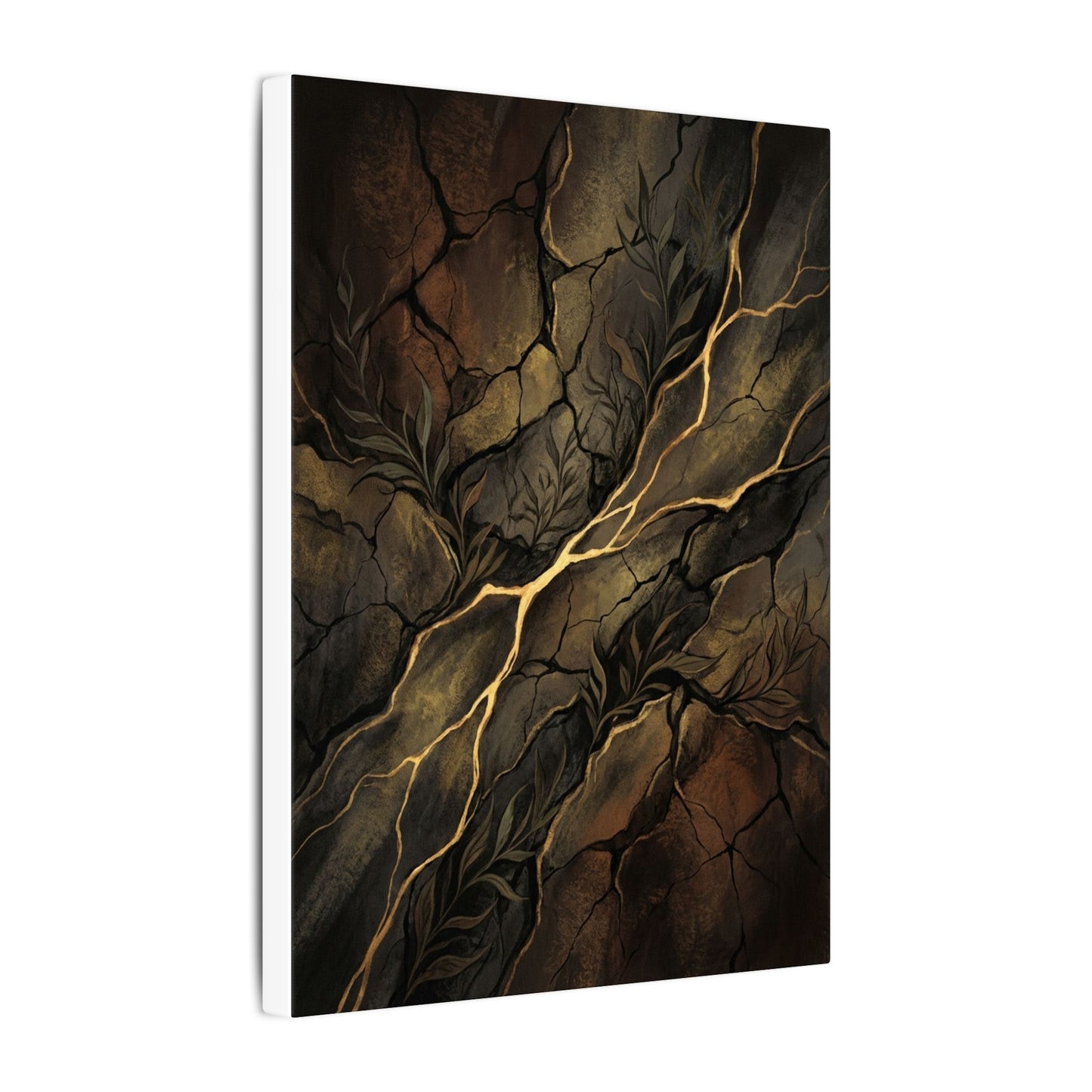 Cracked Earth Charcoal Ink Canvas Art | Bold Dark Japandi Art