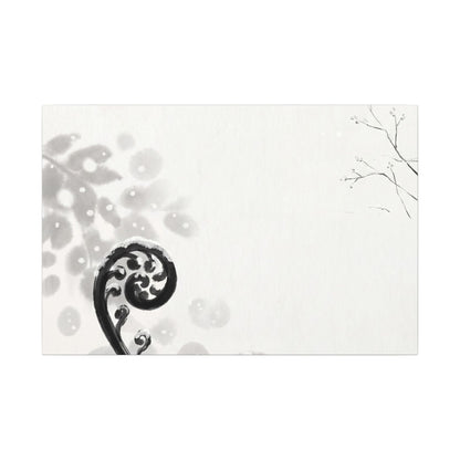 Winter Fern Unfurling Ukiyo E Inspired Canvas Art | Peaceful Decor Art Print