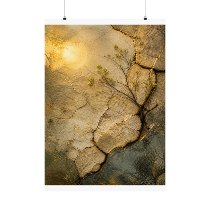 Cracked Earth Texture Wall Art Print | Earthy Japandi Art