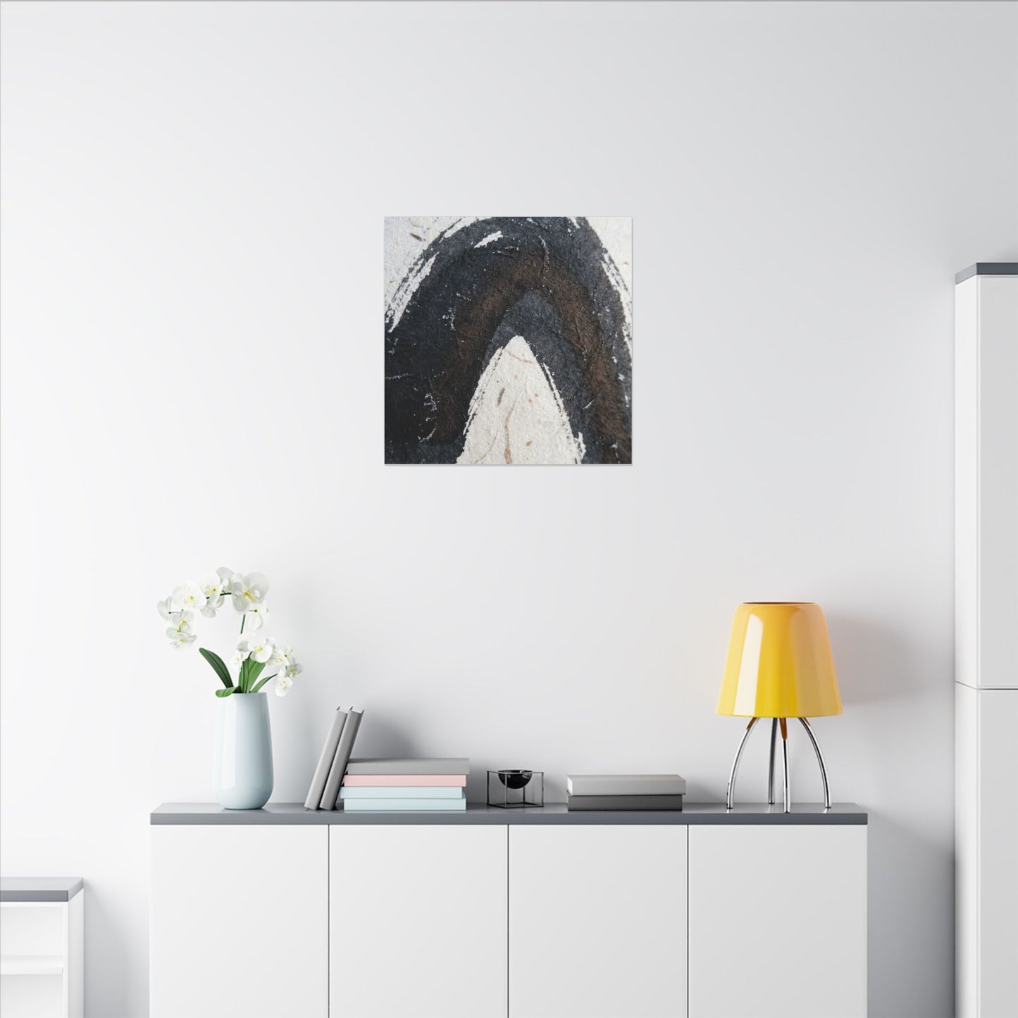 Moody Ink Brushstroke Canvas Art - Moody Minimal Dark Japandi