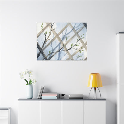 Shoji Screen Canvas Art | Spring Japandi Watercolor Art