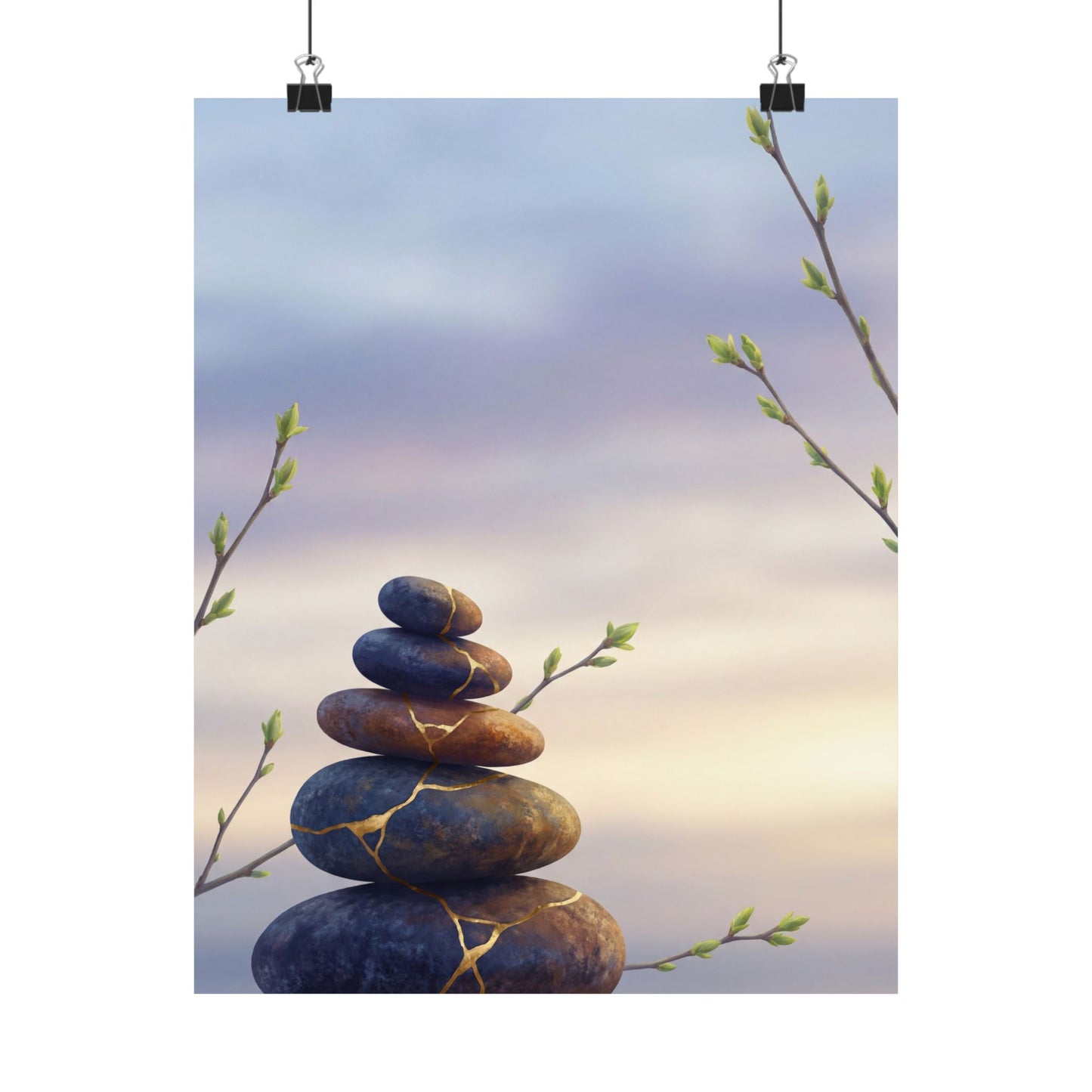 Spring River Stones Gold Vein Wall Art Print | Beautiful Decor Art Print