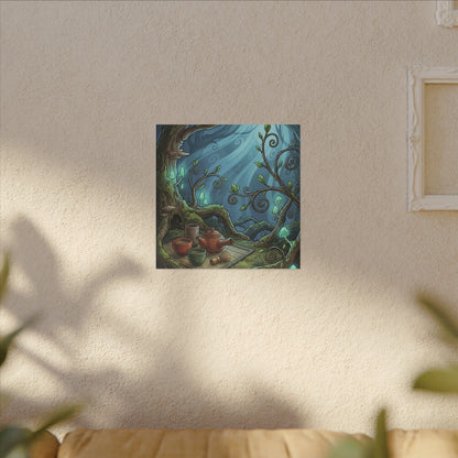 Spring Tea Ceremony Forest Whimsy Canvas Art | Cozy Decor