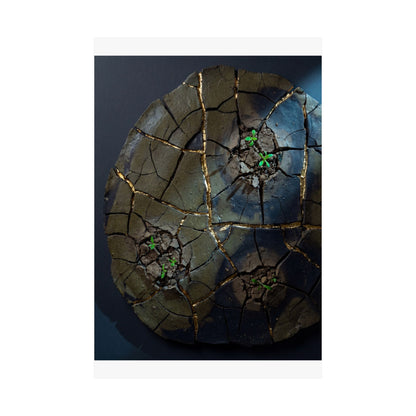 Moonlight Cracked Earth Wall Art Print - Dark Japandi Kanso