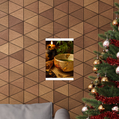 Tea Ceremony Crackle Gold Wall Art Print | Healing Kintsugi Art