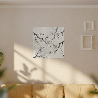 Cherry Blossom Canvas Art | Winter Japandi Watercolor Art