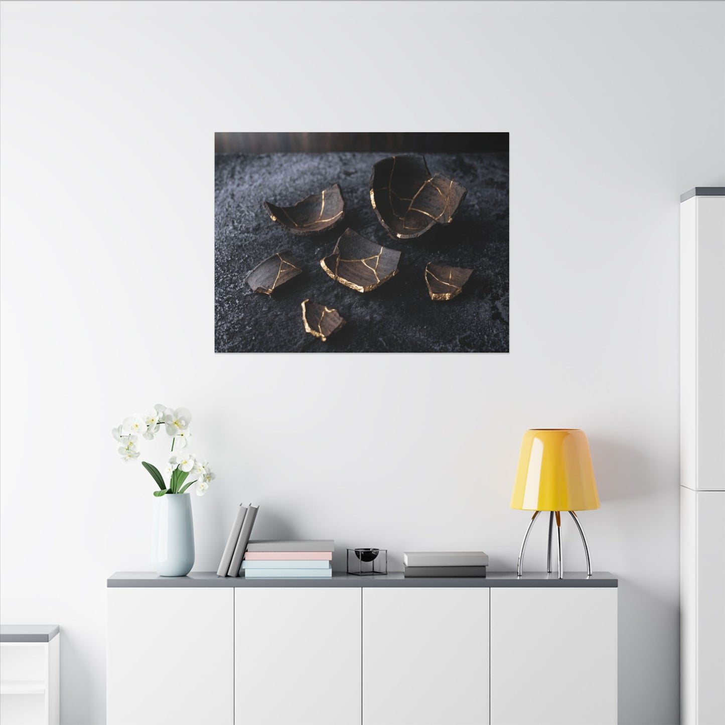 Winter Broken Pottery Shadow Zen Canvas Art | Bold Decor