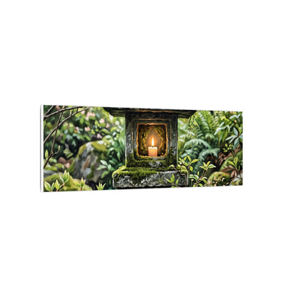 Neutral Stone Lantern Canvas Art - Japanese Pattern Japandi