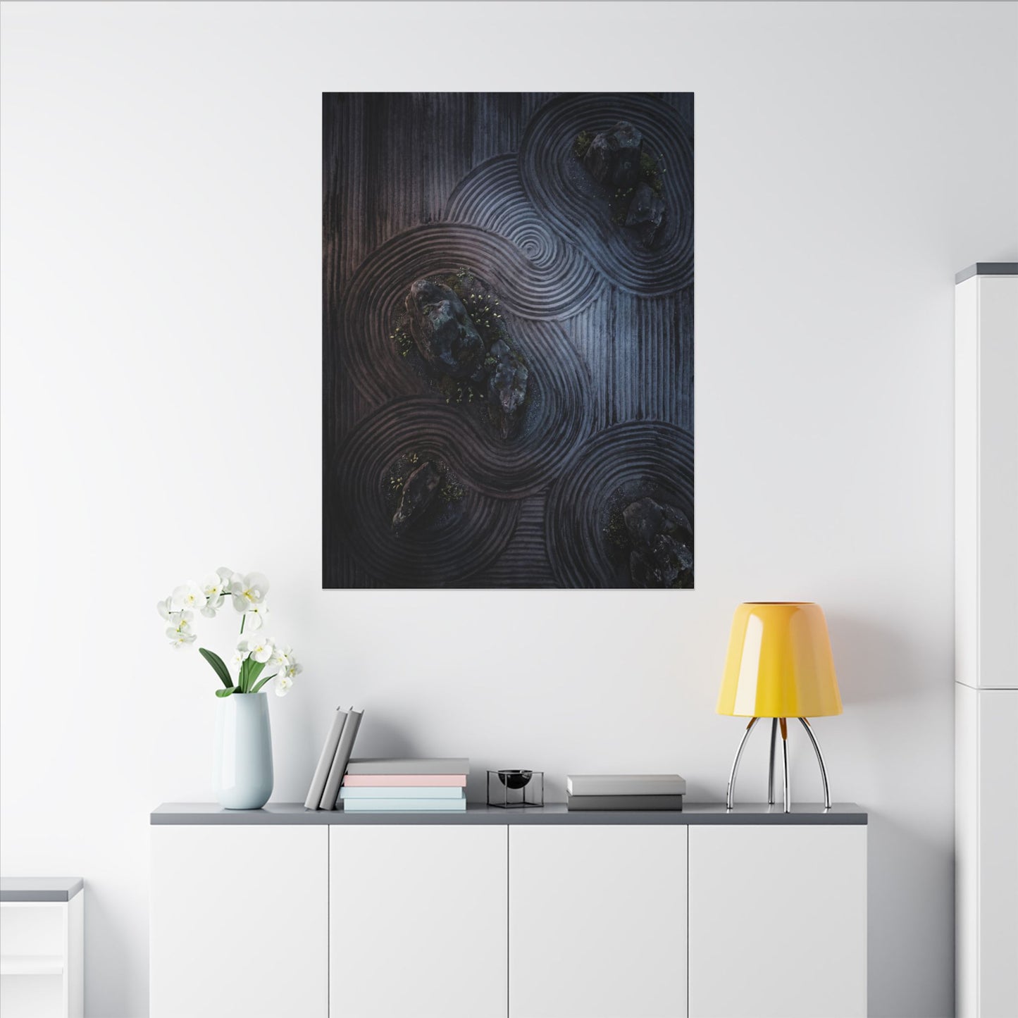 Spring Rock Garden Charcoal Ink Canvas Art | Bold Decor