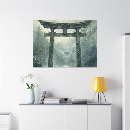 Earthy Torii Gate Canvas Art - Watercolor Japandi