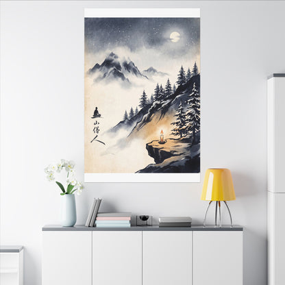Mountain Mist Canvas Art | Winter Zen Ukiyo E Inspired Art