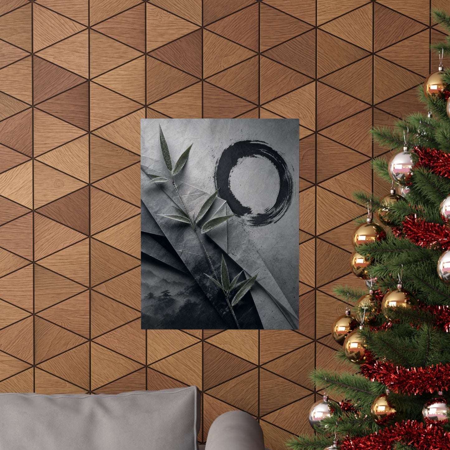 Winter Paper Fold Enso Wall Art Print | Tranquil Decor