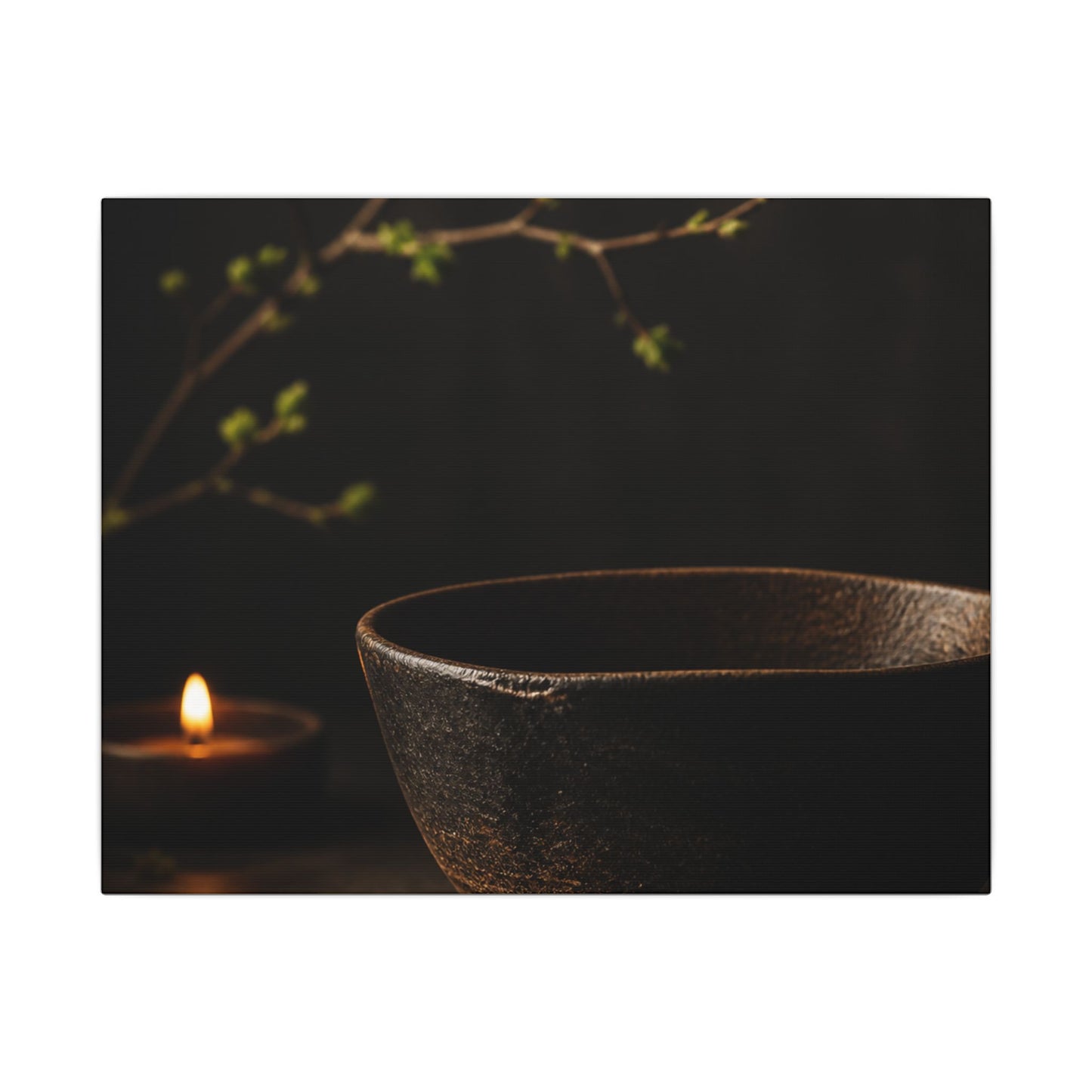 Moody Ceramic Bowl Canvas Art - Shadow Zen Dark Japandi