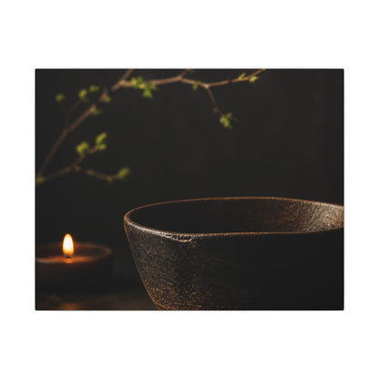 Moody Ceramic Bowl Canvas Art - Shadow Zen Dark Japandi