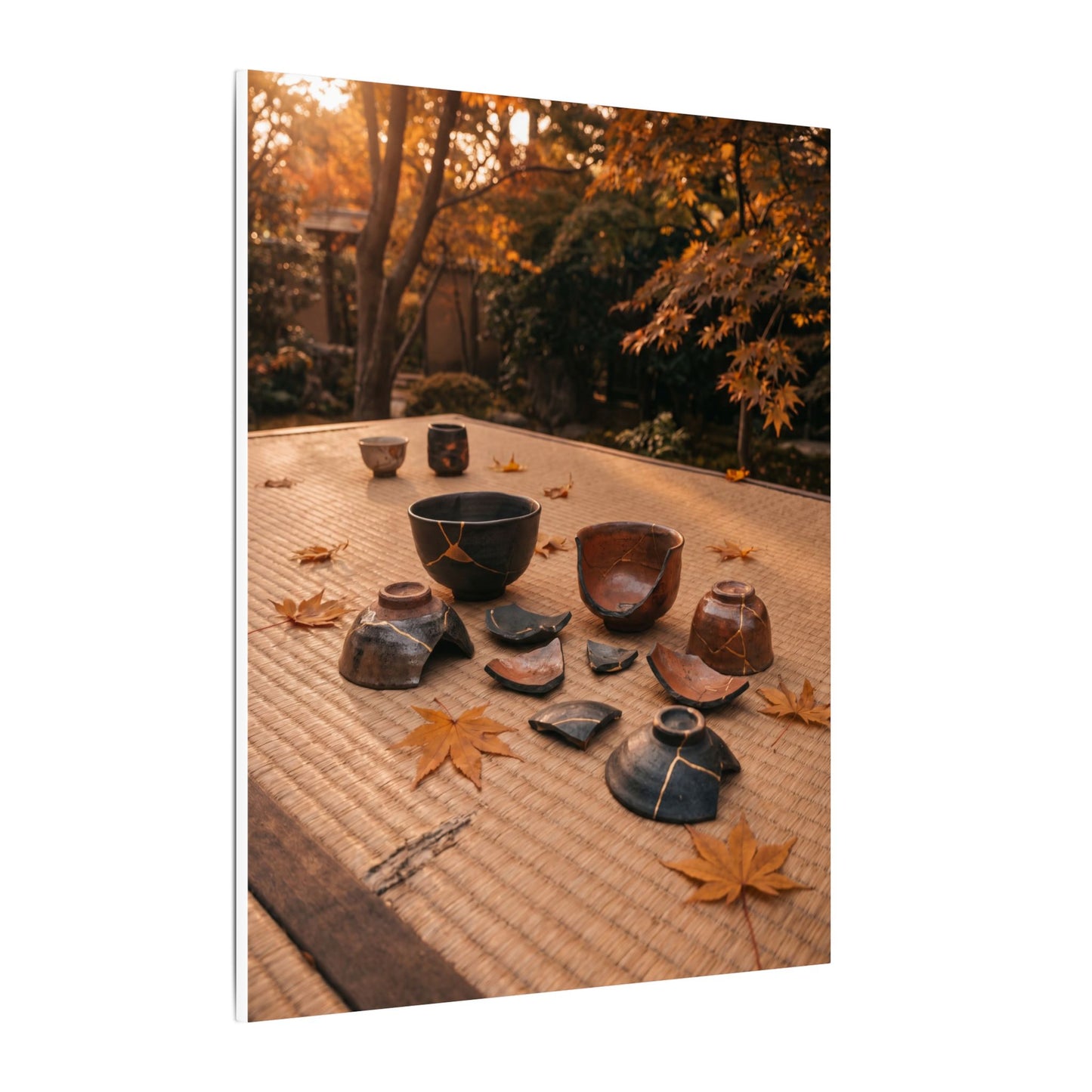 Golden Hour Tea Ceremony Canvas Art - Kintsugi Shibui