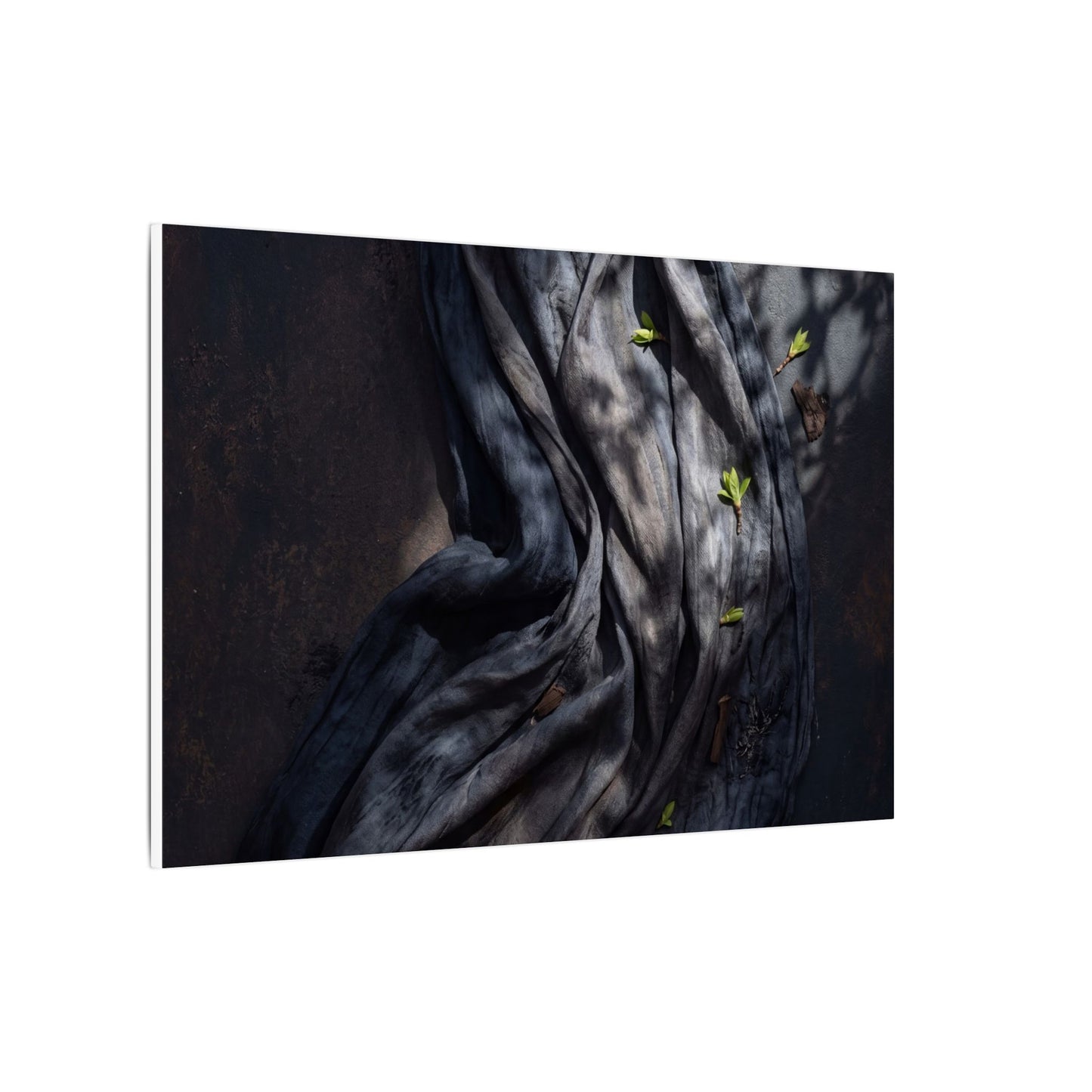 Seijaku Silk Drape Canvas Art - Dark Japandi Dark Texture