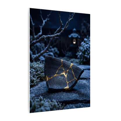 Moonlit Garden Winter Canvas Art | Kintsugi Artful Design