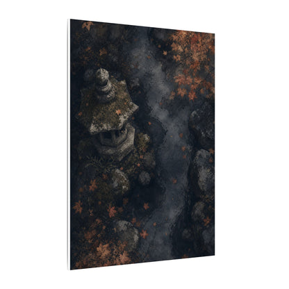Stone Lantern Canvas Art | Autumn Japandi Texture Art