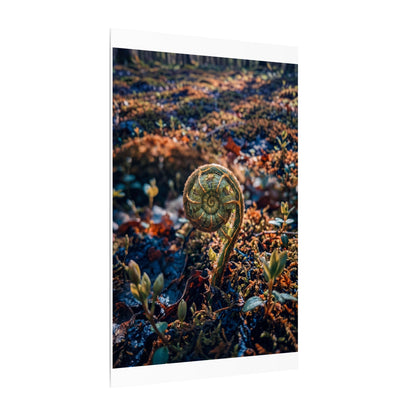 Kintsugi Fern Unfurling in Dappled | Gold Vein Canvas Art