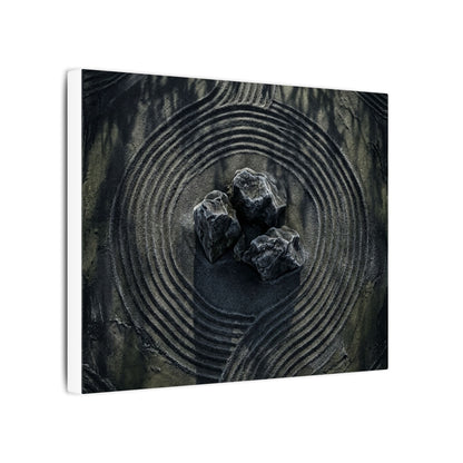 Moody Rock Garden Canvas Art - Dark Texture Dark Japandi