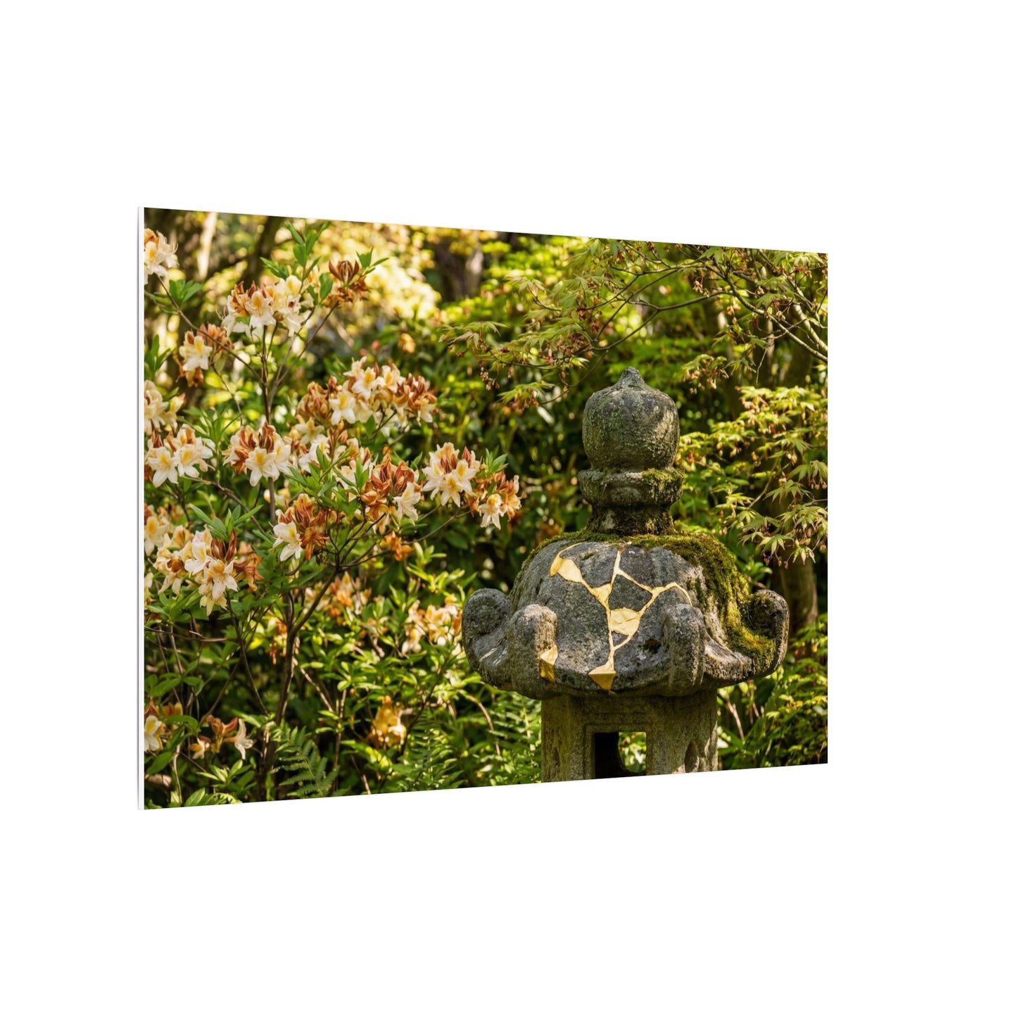 Spring Stone Lantern Gold Repair Canvas Art | Beautiful Decor