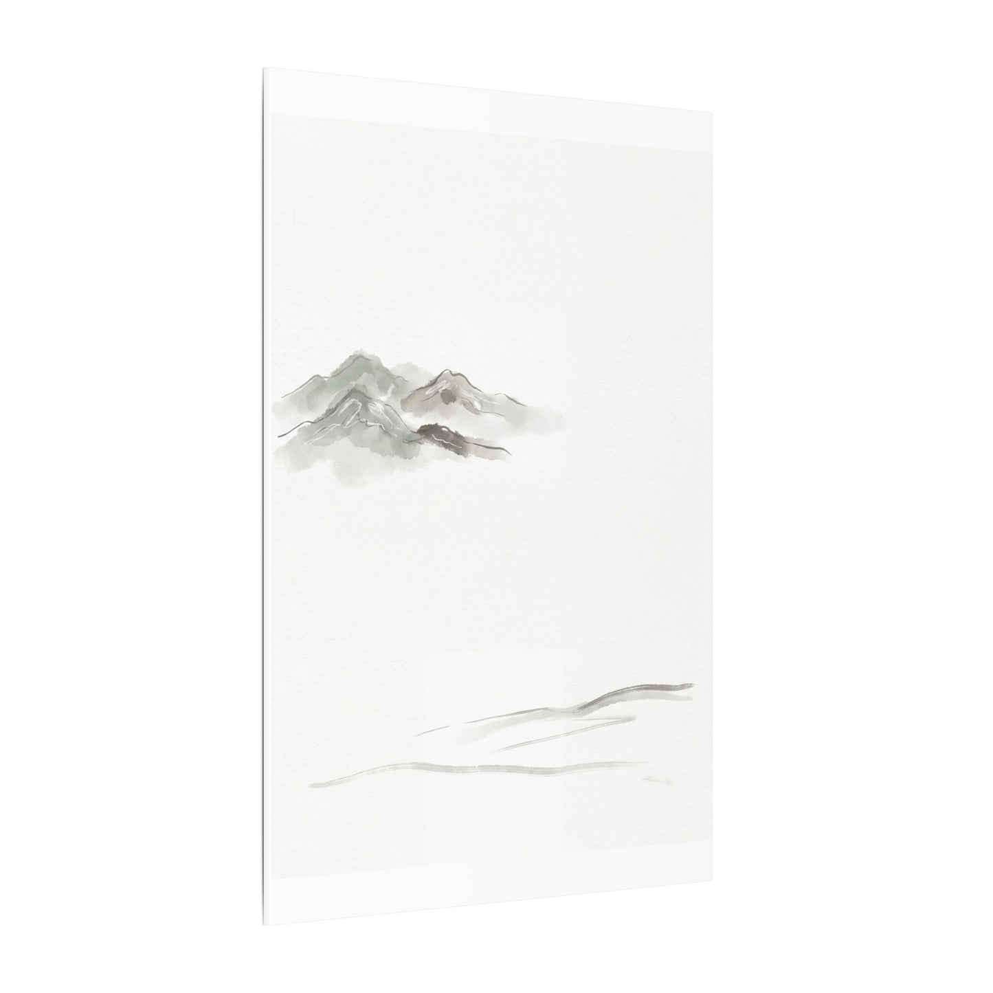 Winter Mountain Mist Minimal Line Canvas Art | Elegant Decor