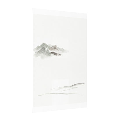 Winter Mountain Mist Minimal Line Canvas Art | Elegant Decor