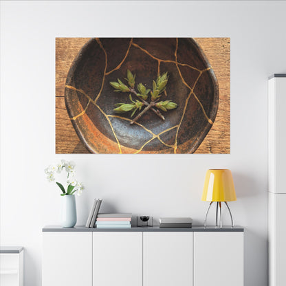 Ceramic Bowl Gold Repair Canvas Art | Resilient Kintsugi Art