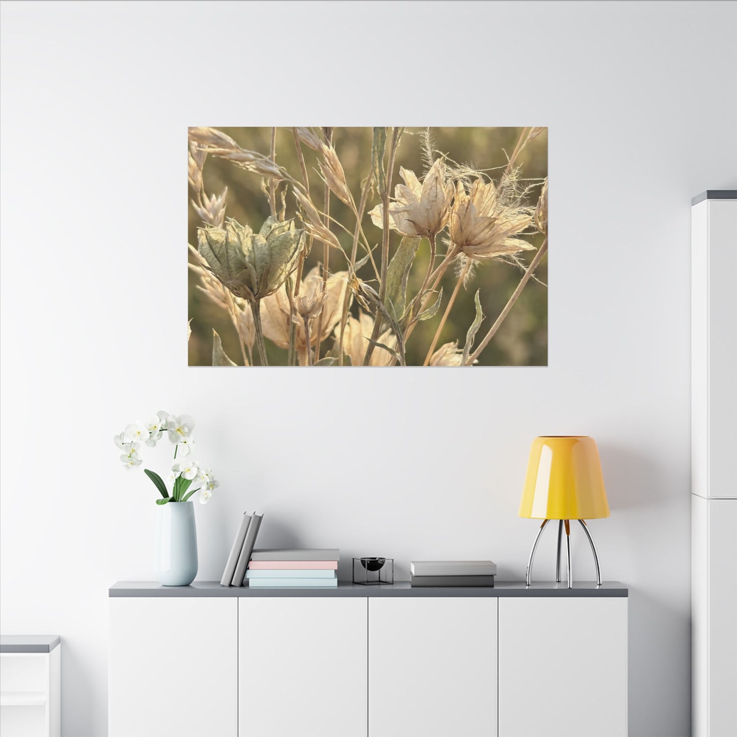 Summer Dried Flowers Minimal Line Canvas Art | Cozy Decor