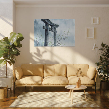 Torii Gate Canvas Art | Spring Zen Sumi E Art