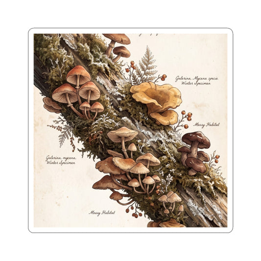 Golden Hour Wild Mushrooms Sticker - Cottagecore Shibui