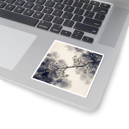 Cherry Blossom Gold Vein Sticker | Philosophical Kintsugi Art Art Print