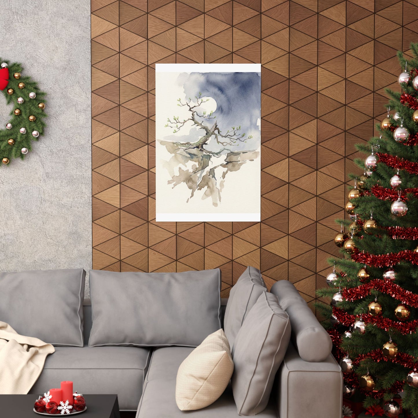 Pine Tree Spring Wall Art Print | Japandi Elegant Design
