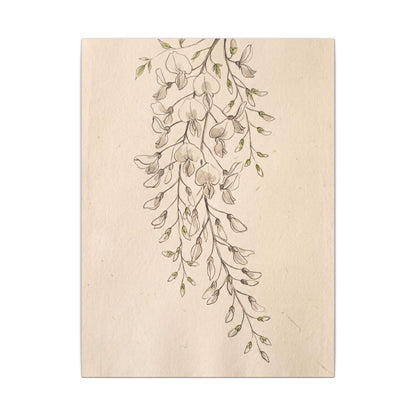 Japandi Wisteria in Golden Hour | Minimal Line Canvas Art